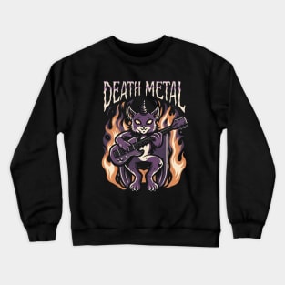 Death Metal Satanic Baphomet Cat playing guitar Crewneck Sweatshirt
